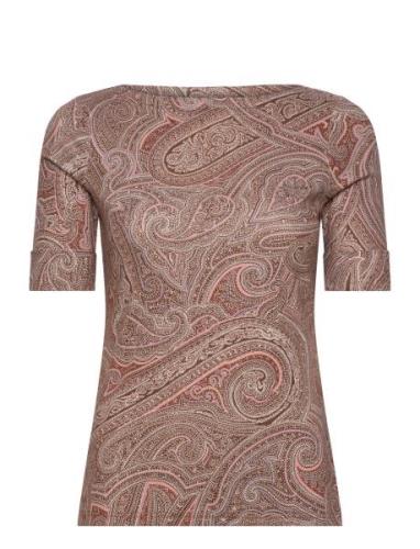 Paisley Stretch Cotton Boatneck Tee Cream Lauren Ralph Lauren