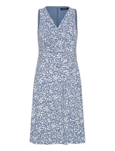 Floral Surplice Jersey Sleeveless Dress Blue Lauren Ralph Lauren