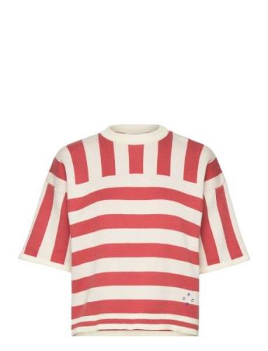 Striped Short Sleeve Knitted Sweater Red Bobo Choses