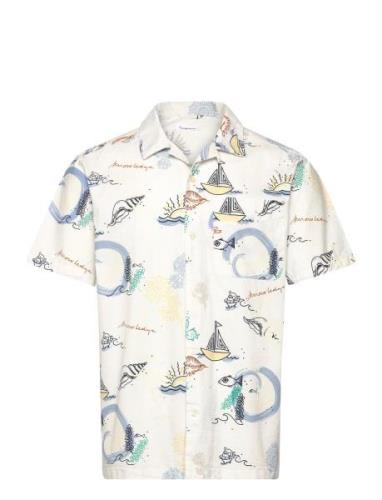 Box Short Sleeve Aop Embr. Shirt - Patterned Knowledge Cotton Apparel