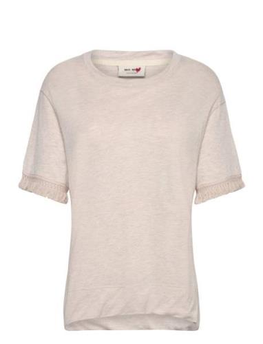 Mmkalu O-Ss Fringe Tee Beige MOS MOSH