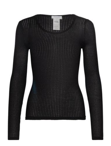 Belize Long Sleeve Pointelle T-Shir Black Rosemunde