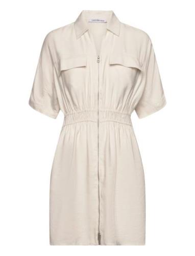 Viscose Day Dress Cream Calvin Klein Jeans