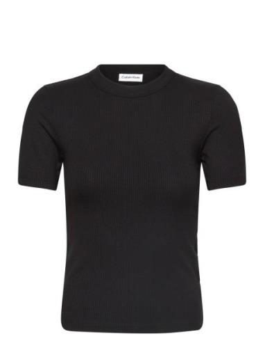 Modal Rib Slit Detail T-Shirt Ss Black Calvin Klein