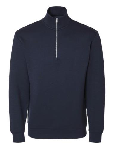 Slhemanuel Soft Zip High Neck Sweat Noos Navy Selected Homme