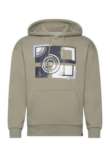 Relaxed Hoodie With Print Green Tom Tailor