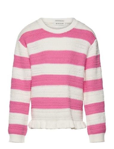 Knitted Striped Pullover Pink Tom Tailor