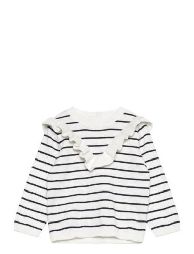 Ruffle Striped Sweater White Mango