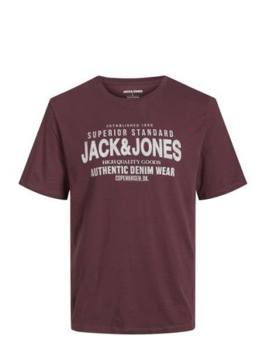 Jjjeans Tee Ss O-Neck Ln Burgundy Jack & J S