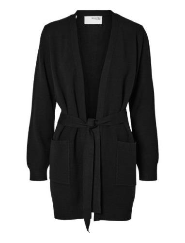 Slfkamma Ls Knit Wrap Cardigan Noos Black Selected Femme