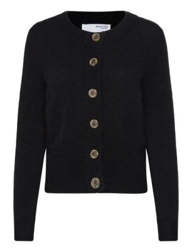 Slfsia Ras Ls Knit Cardigan Noos Black Selected Femme