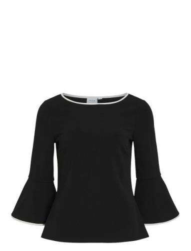 Visola 3/4 O-Neck Contrast Top/Ka Black Vila