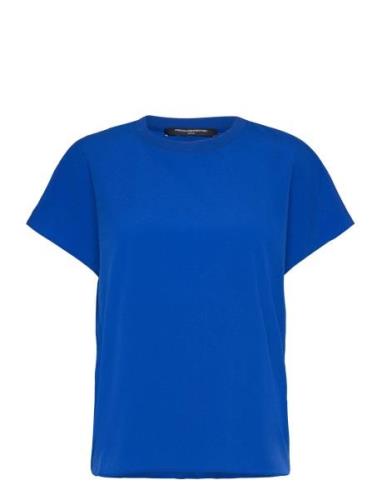 Crepe Light Crew Neck Top Blue French Connection