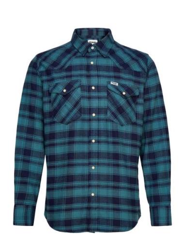 Flannel Western Shirt Blue Wrangler