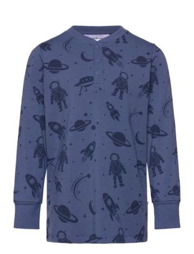 Bamboo Grandpa Sweater L.s Blue Astronaut Blue Geggamoja