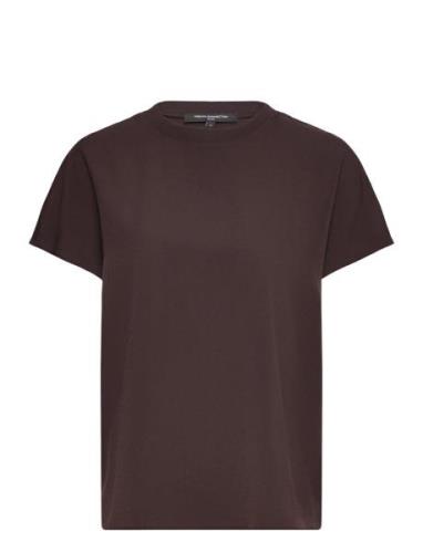 Crepe Light Crew Neck Top Brown French Connection