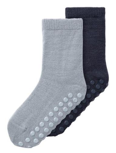 Nmmwak Wo/Bl 2P Sock W/Non Skid Navy Name It