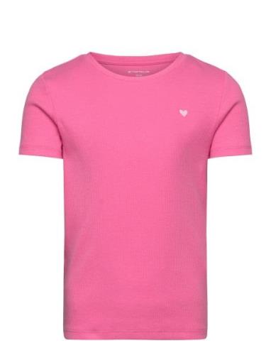 Solid Rib T-Shirt Pink Tom Tailor