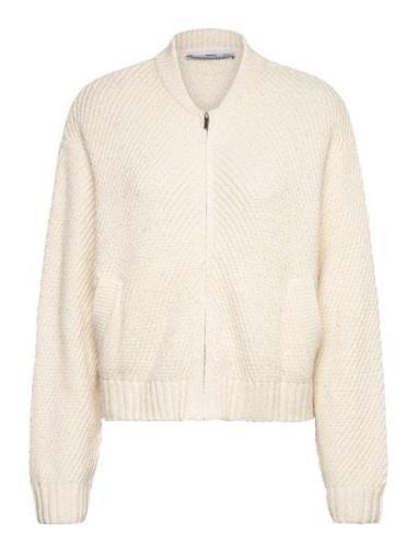 Knitted Jacket With Zip Cream Mango