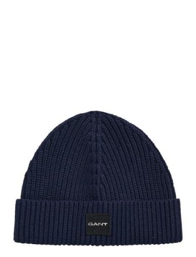 Unisex. Cotton Rib Knit Beanie Navy GANT