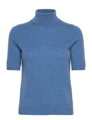 Turtleneck T-Shirt Blue Davida Cashmere