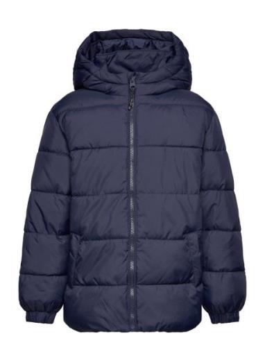 Hood Quilted Coat Navy Mango