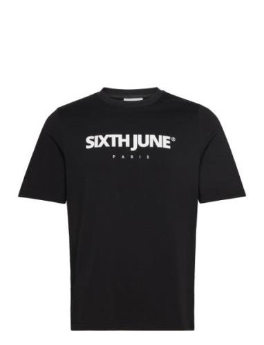 Essentiel Puff Print Ss Tshirt Black SIXTH JUNE