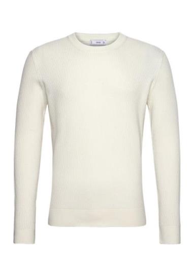 Ribbed Cotton Knitted Sweater White Mango