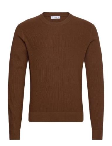 Ribbed Cotton Knitted Sweater Brown Mango