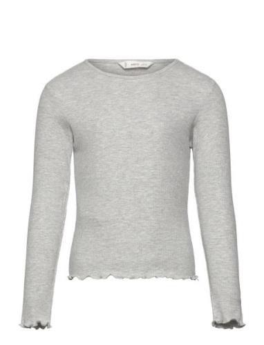 Ribbed Long-Sleeved T-Shirt Grey Mango