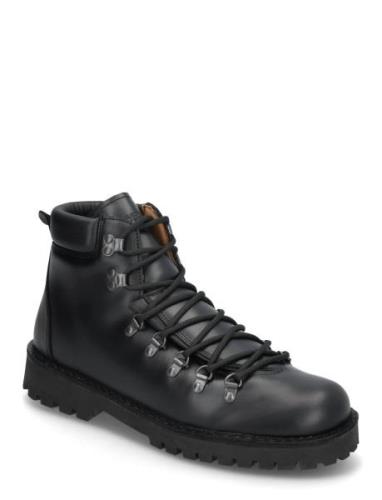 Slhalfred Leather Hiking Boot Black Selected Homme