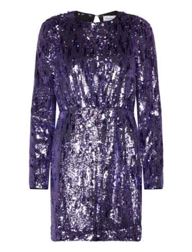 Slfari-Colyn Ls Short Sequins Dress B Purple Selected Femme