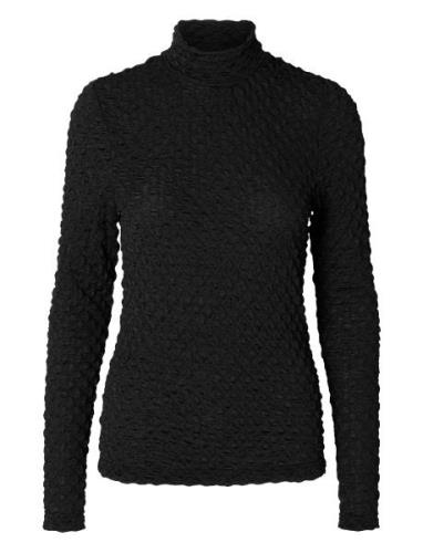 Slftimmi Ls High Neck Structure Top Black Selected Femme