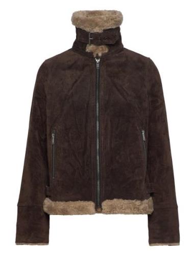 Ciara Suede Shearling Jacket Brown Jofama