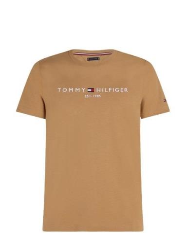 Tommy Logo Tee Beige Tommy Hilfiger