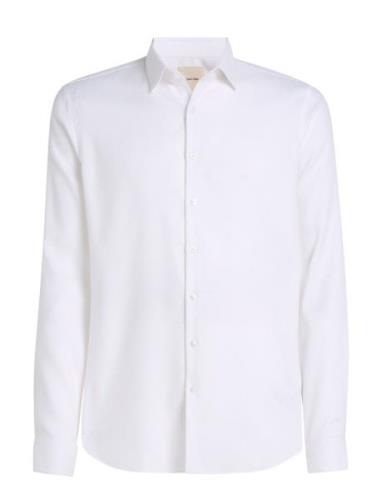 Non Iron Tonal Dobby Slim Shirt White Calvin Klein