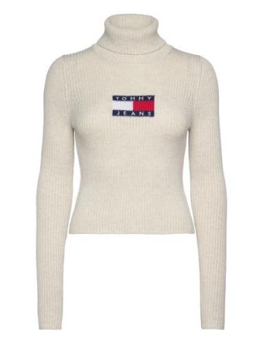 Tjw Melange Trtlnck Flag Sweater Cream Tommy Jeans