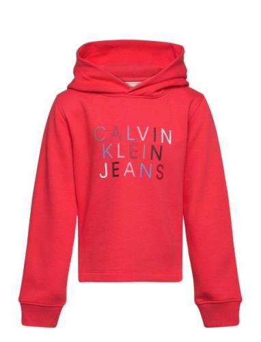 Colour Logo Fleece Hoodie Red Calvin Klein