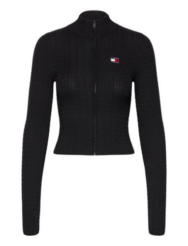 Tjw Zip-Thru Cable Cardigan Black Tommy Jeans