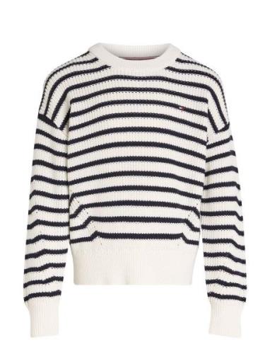 Essential Stripe Sweater White Tommy Hilfiger