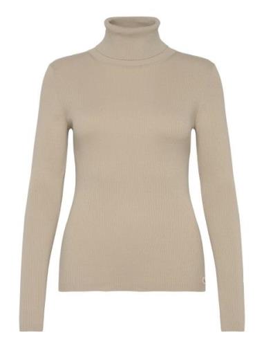 Woven Label Roll Neck Sweater Beige Calvin Klein Jeans