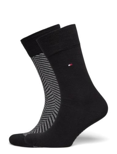 Th Men Sock 2P Irregular Herringb Black Tommy Hilfiger