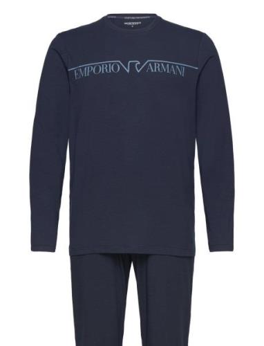 Men's Knit Long Pyjamas Navy Emporio Armani