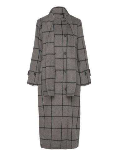 Slfhelle Long Wool Scarf Coat Grey Selected Femme