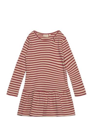 Dress L/S Modal Striped Red Petit Piao