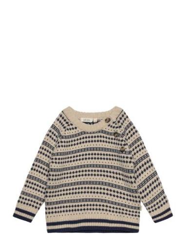 O-Neck Light Nordic Knit Sweater Beige Petit Piao