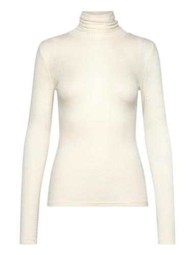 Mscally Roll Neck Long Sleeve Top Cream Minus