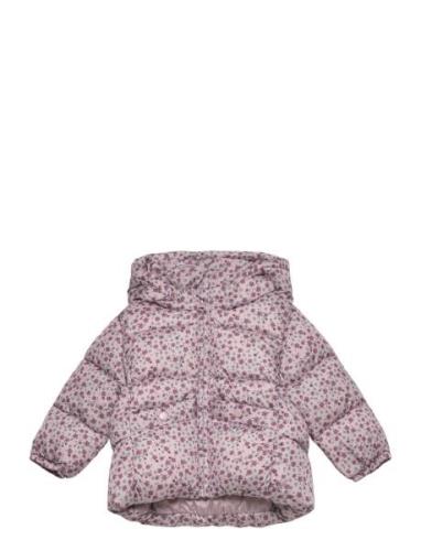 Flowers Print Quilted Anorak Pink Mango