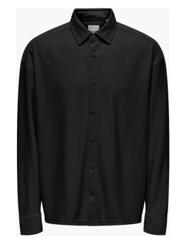 Onskari Plizze Ls Rlx Overshirt Black ONLY & SONS