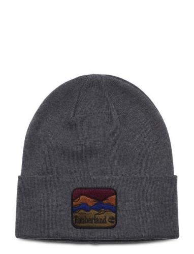 Beanie With Mountain Patch Charcoal Heather Grey Timberland